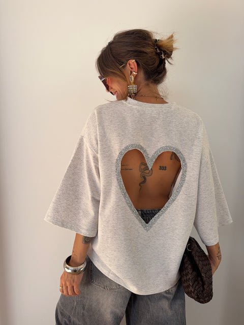 T-shirt coeur - gris