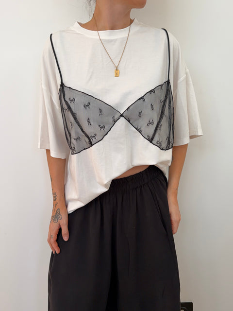 T-shirt soutien gorge dentelle - blanc