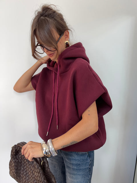 Sweat oversize à capuche - prune