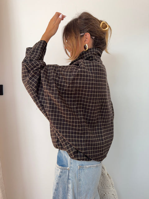 Veste à carreaux - marron et beige