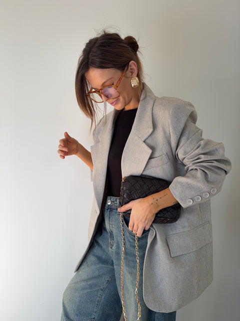 Blazer oversize - gris clair chiné