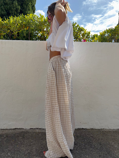 Pantalon à carreaux - beige clair (pré commande)