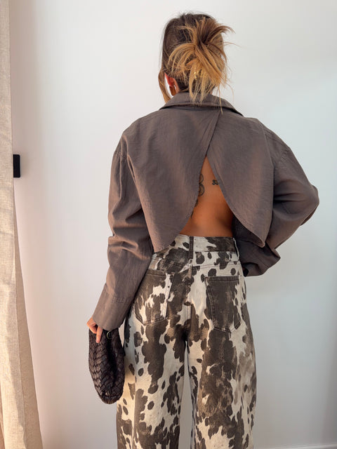 Chemise lin courte Lover's - taupe