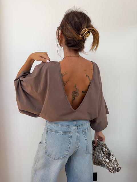 T-shirt Lover's dos nu V - taupe