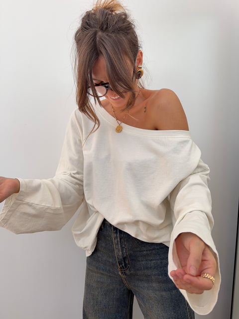 T-shirt asymétrique - écru