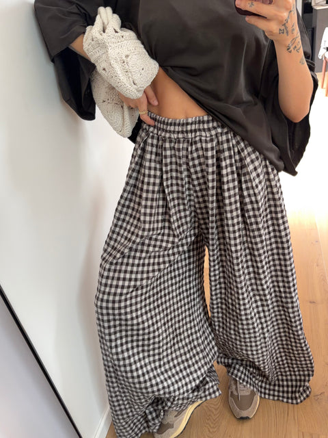 Pantalon à carreau - chocolat