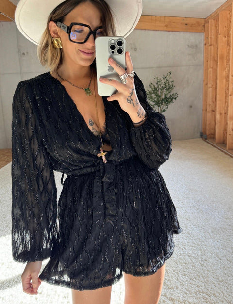 Combi-short à paillettes - noir