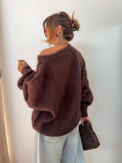 Pull 80% Mohair - chocolat