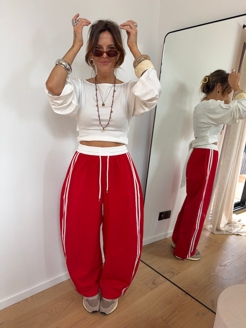Pantalon à bandes - rouge et blanc