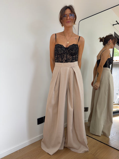 Pantalon à scratch - beige