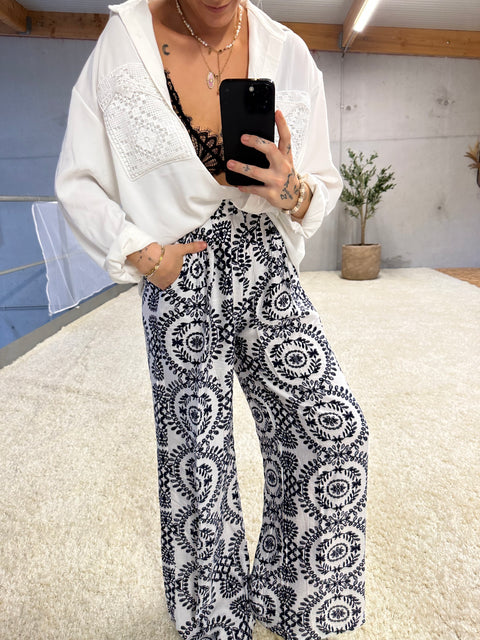 PANTALON BRODERIE - NAVY