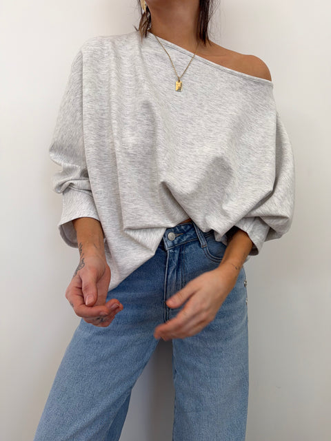 T-shirt parfait asymétrique - gris chiné