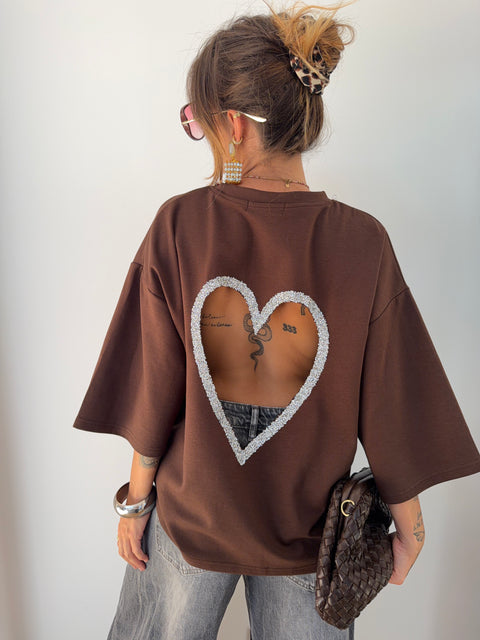 T-shirt coeur - chocolat