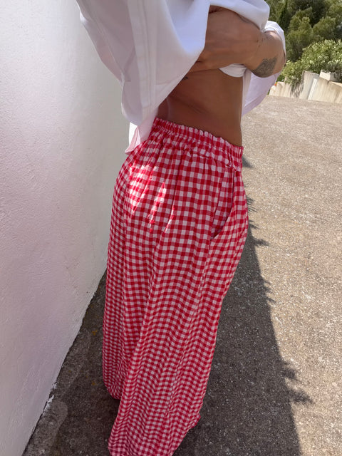 Pantalon à carreaux - rouge (pré commande)