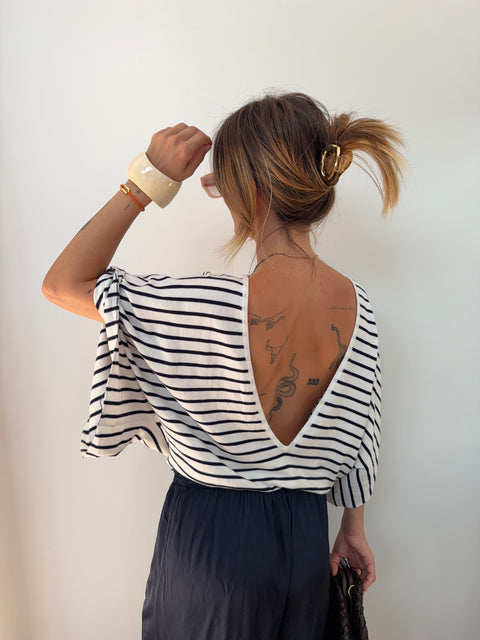 Pull fin dos en V Lover's - rayé bleu (envoi à partir du 18/07)