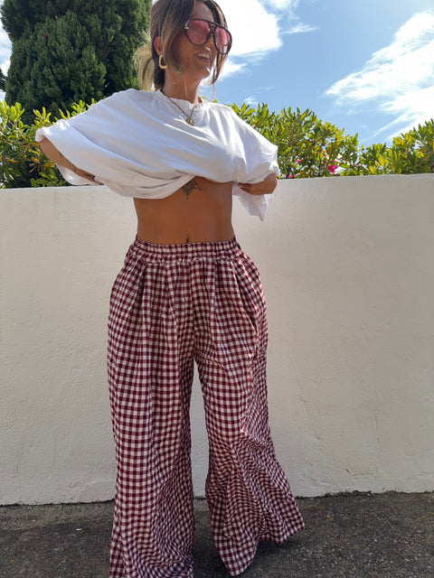 Pantalon à carreaux - bordeaux(pré commande)