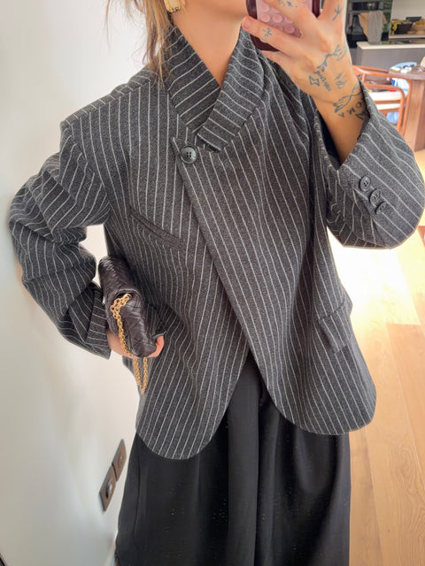 Blazer à bouton rayé - noir