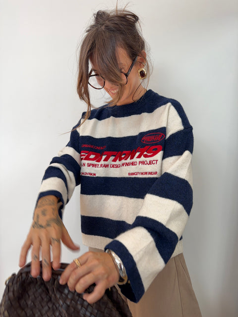Pull à Rayure - "edition19" Marine
