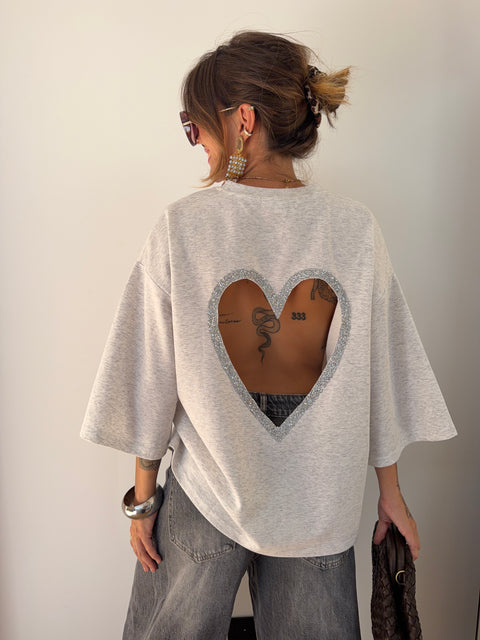 T-shirt coeur - gris
