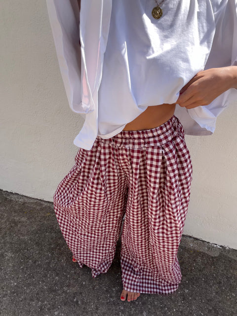 Pantalon à carreaux - bordeaux(pré commande)