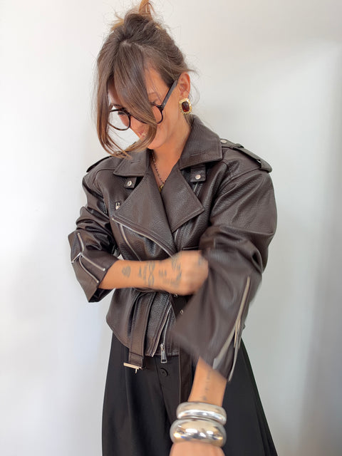 Veste simili à épaulettes - chocolat