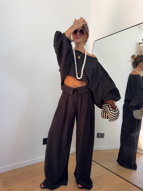 Pantalon à revers - noir