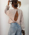 Haut manches longues dos nu - beige