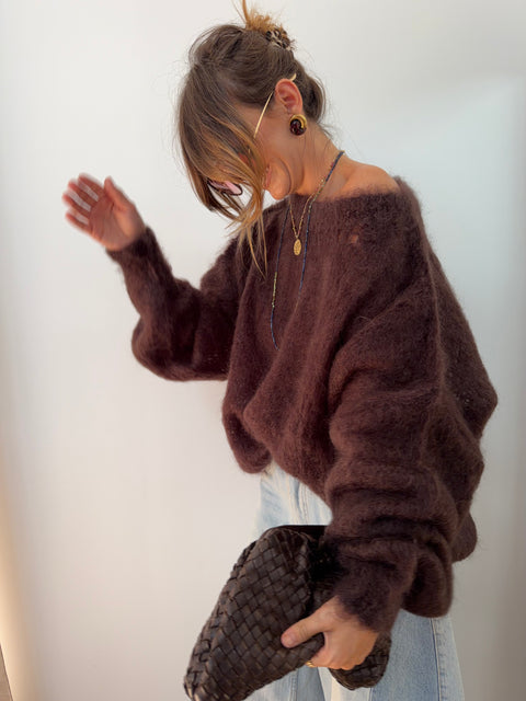 Pull 80% Mohair - chocolat
