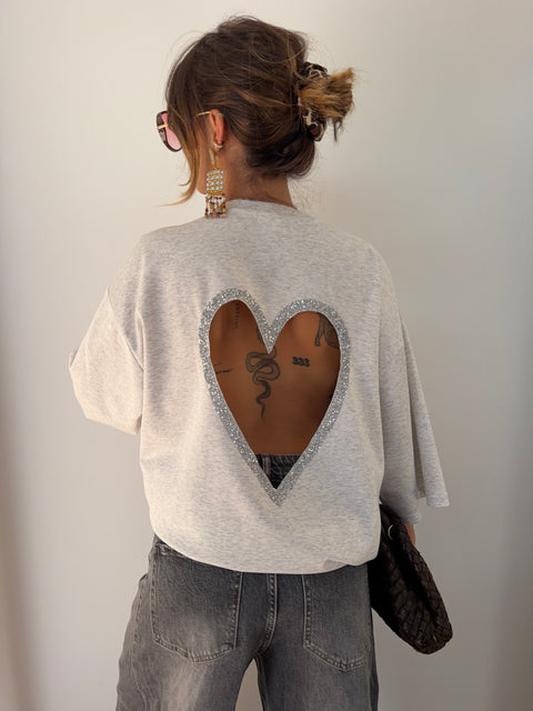 T-shirt coeur - gris