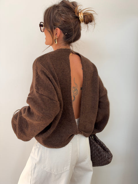 Pull manches longues dos nu - choco