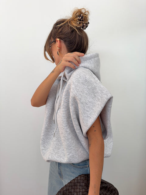 Sweat oversize à capuche - gris chiné