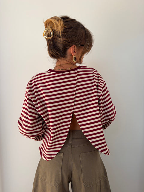 Haut MIA rayé - bordeaux & blanc
