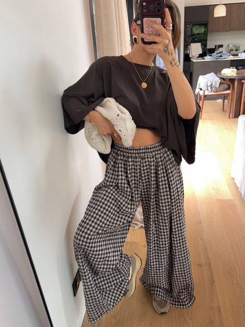Pantalon à carreau - chocolat