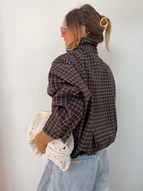 Veste à carreaux - marron et beige