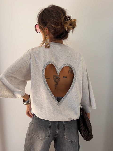 T-shirt coeur - gris