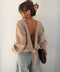 Pull dos nu à noeud - taupe