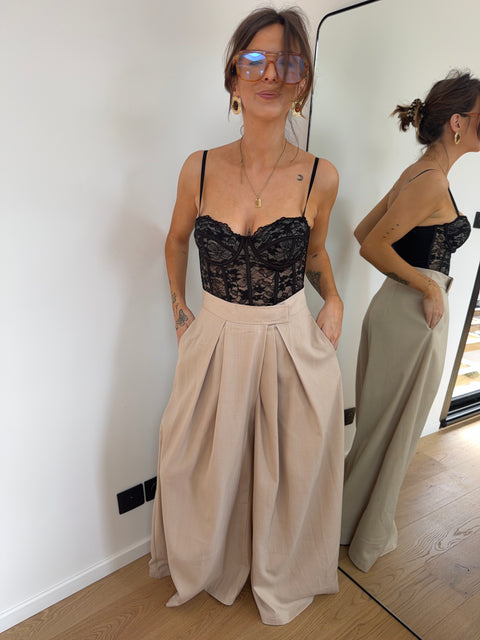 Pantalon à scratch - beige