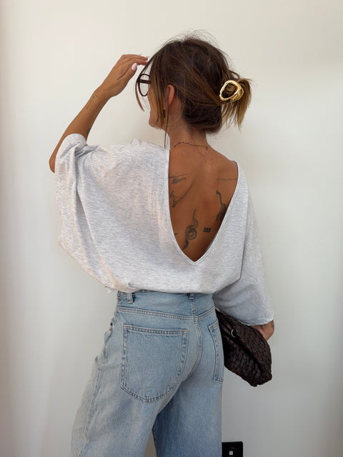 T-shirt Lover's dos nu V - gris chiné