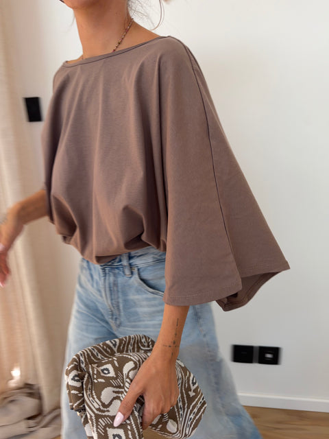 T-shirt Lover's dos nu V - taupe