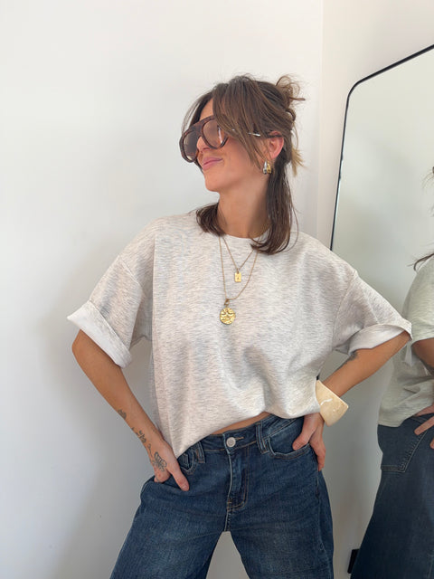 T-shirt parfait manches courtes - gris chiné