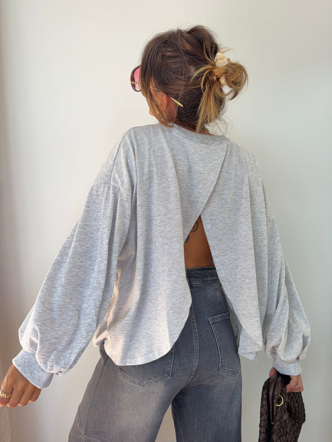 Sweat dos nu - gris chiné
