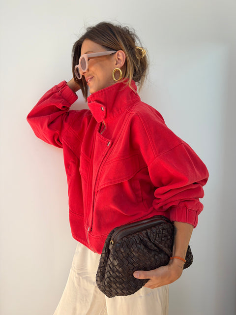 Veste en jean - rouge