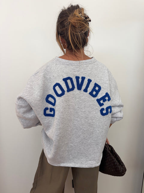 Pull GOOD VIBES - bleu roi