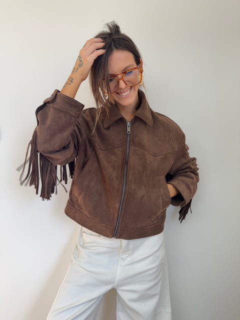 Veste à franges - marron
