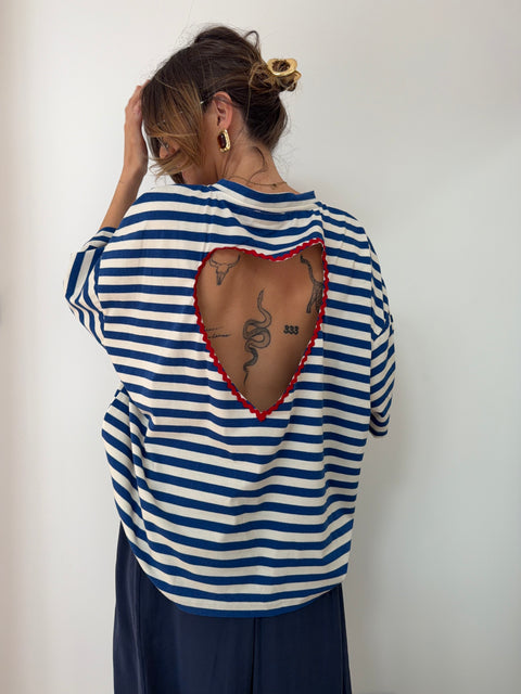 T-shirt coeur - bleu roi