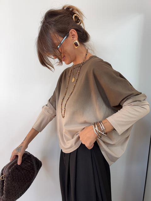 Tee-shirt tie and die - choco et beige