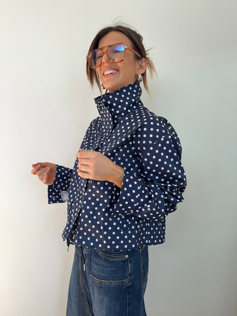 Veste à pois - marine et blanche