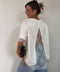 Camiseta espalda de encaje - blanco