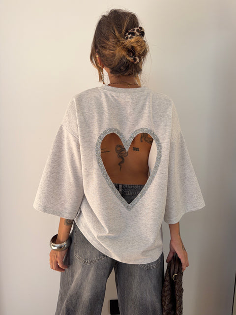 T-shirt coeur - gris