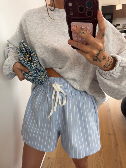 Short d'été rayé - bleu